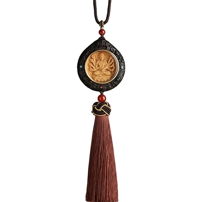 觅境黑檀汽车挂饰车载后视镜挂件