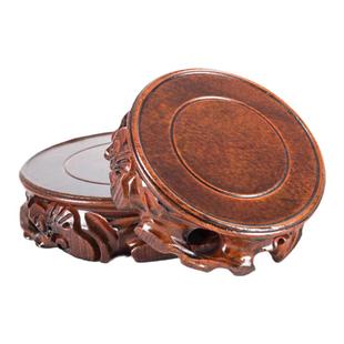 花盆底座托架圆形实木奇石鱼缸佛像葫芦工艺品摆件小花瓶木头底座