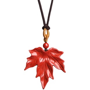 天然原矿朱砂枫叶吊坠锁骨链正品紫金砂情侣项链护身符毛衣链挂件