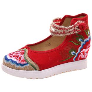 古风老北京布鞋女绣花鞋女2021新款平底民族风中国风汉服鞋子高跟