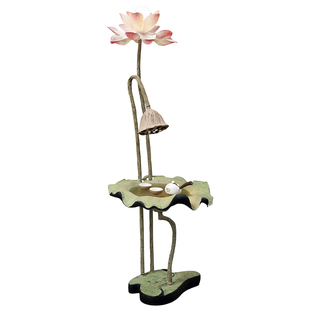 原创现代新中式仿古多功能茶几落地灯创意荷花荷叶角几客厅艺术灯