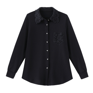 黑色衬衫女款长袖2026新款春装别致很仙的上衣漂亮巨好看衬衣妈妈