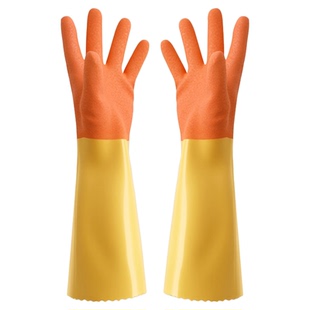 男士大号洗碗手套加绒一体绒加厚加肥大号冬天洗衣服防水耐用橡胶