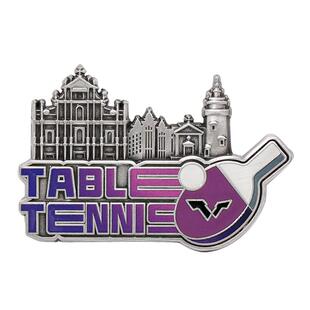 WTT澳门冠军赛2025官方特许商品天际线冰箱贴兼徽章乒乓周边纪念
