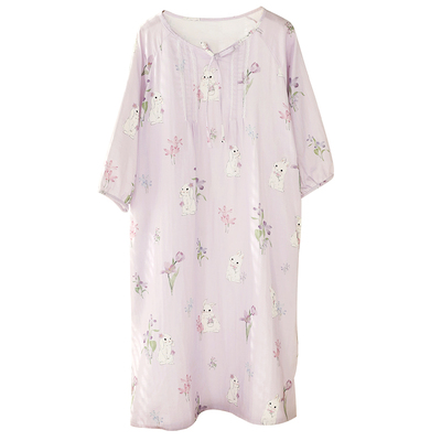 富朵夏季哺乳睡裙薄款医院待产裙孕妇进产房纯棉纱布七分袖睡衣