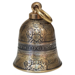 【币风堂】新款法国黄铜纪念币紫禁城龙币铃铛钥匙扣手工车挂件