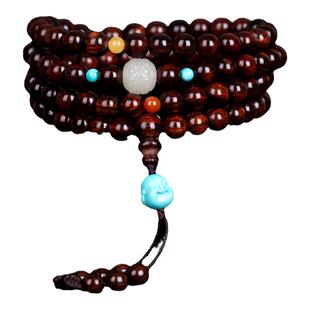 奢华古风紫油梨海黄手串珍贵海南黄花梨手链108颗男女士佛珠 孤品