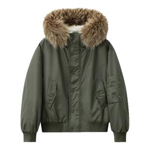 CLIMAX VISION复古可拆卸连帽毛领夹棉保暖外套派克服女夹克棉衣