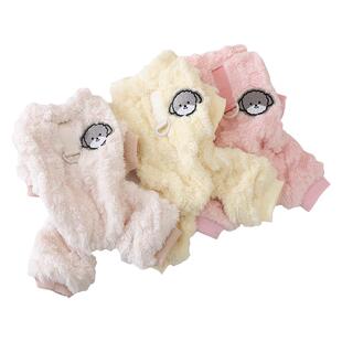 小体狗狗衣服冬季保暖可牵引茶杯犬纯色小狗珊瑚绒棉衣绒衣四脚衣