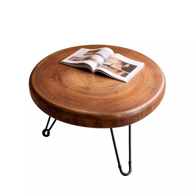 侘寂风原木整板茶桌客厅民宿