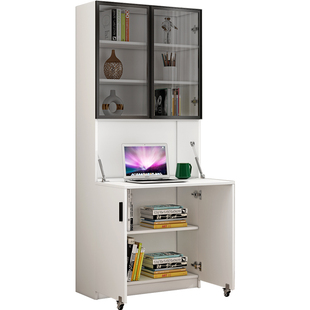 折叠书桌书柜一体书架组合家用学习写字桌多功能收纳置物架7FL18