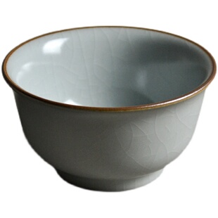 耕隐汝窑茶具月白釉压手杯开片细腻釉质温润全手工茶杯个人品茗杯