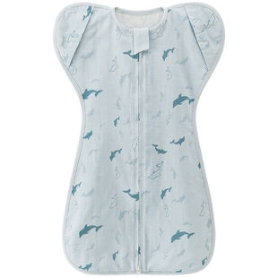 乖奇熊宝宝背心睡袋竹纤维纱布夏季防踢被新生婴儿防惊跳睡衣四季