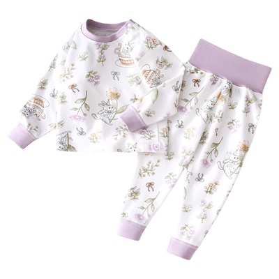 宝宝秋衣套装纯棉高腰分体睡衣