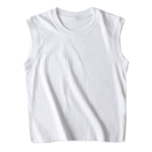 男童背心夏季儿童纯棉女童T恤衫白色衣服童装小男孩纯色坎肩上衣