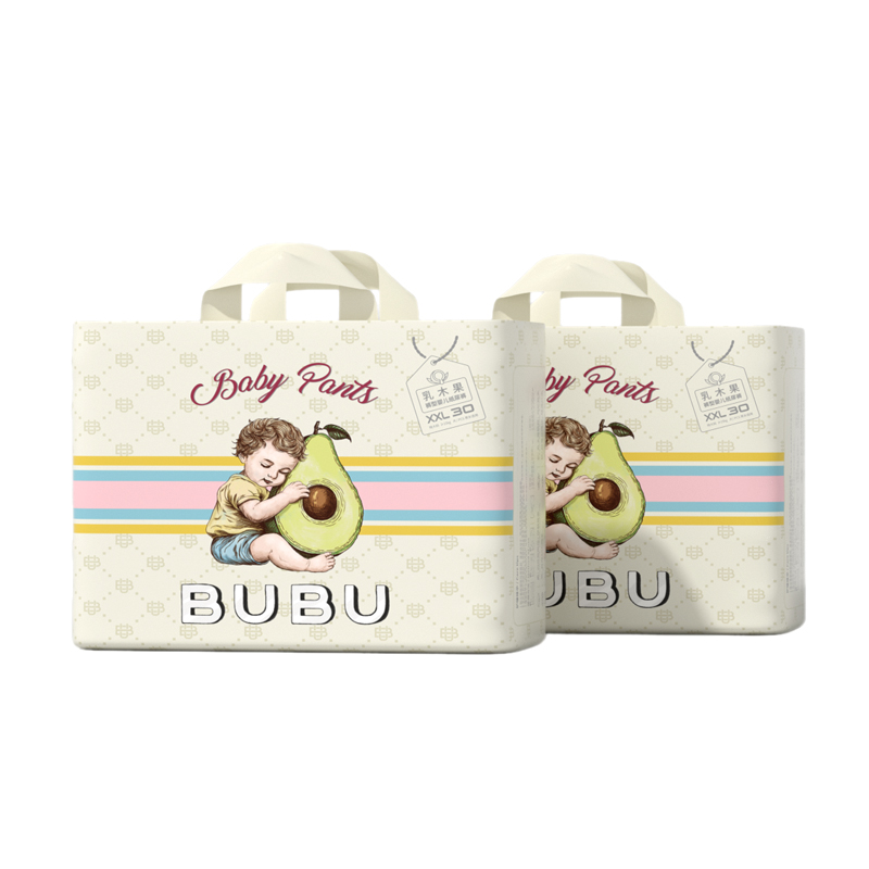 BUBU乳木果新生儿轻薄透气纸尿裤拉拉裤干爽婴儿尿不湿箱装