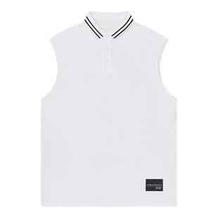 TOMATOPAPA新款POLO背心无袖翻领衫简约纯色训练马甲健身男子上衣
