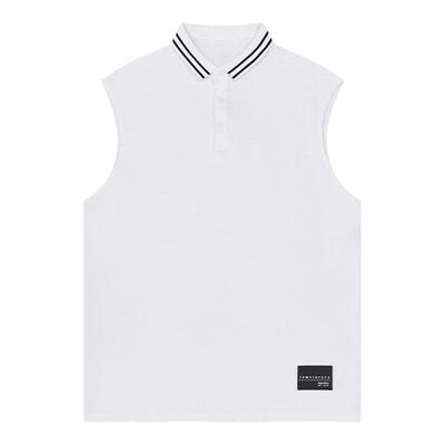 TOMATOPAPA新款POLO背心无袖翻领衫简约纯色训练马甲健身男子上衣