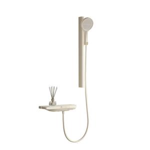 智能数显花洒套装奶白简易淋浴置物枪灰分体设计贴墙安装浴缸龙头