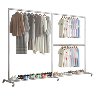 简易加粗加厚镀锌管晾衣架出租屋地摊阳台衣架落地衣架展示架衣架