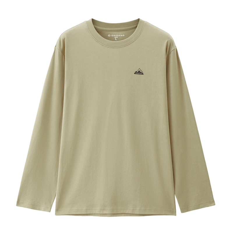 佐丹奴长袖T恤男秋冬新款纯棉t恤衫山峰刺绣圆领宽松上衣13025772