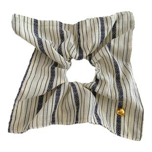 博主同款复古条纹方形大肠发圈方巾发绳低马尾头绳扎头发皮筋发饰