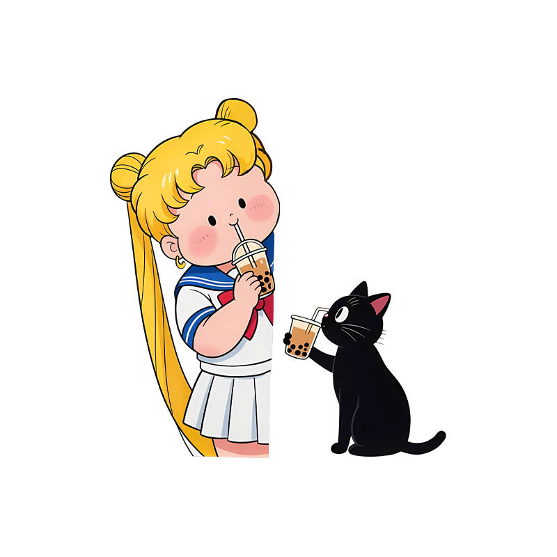 创意可爱奶茶美少女战士车贴