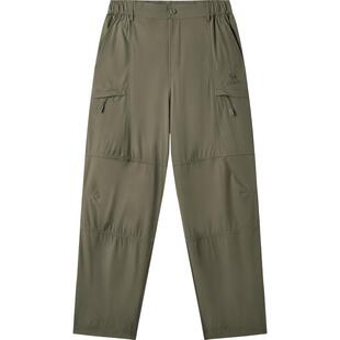 骆驼男装直筒工装裤男2026春夏季宽松户外登山透气休闲黑色长裤子