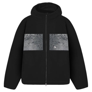 REPRESENT 247机能支线 25FW 撞色防撕裂拼接抓绒连帽夹克外套