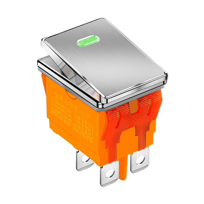 蓝波大电流迷你金属船型开关1409带灯二档三档翘板按钮四脚替KCD1