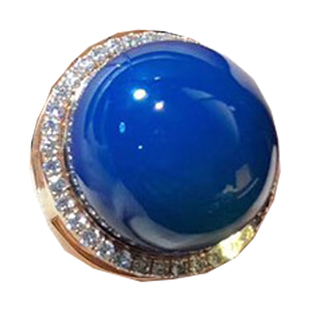 多米尼加蓝珀吊坠925银镀18K金琥珀蜜蜡戒指高蓝净水蓝珀项链套装