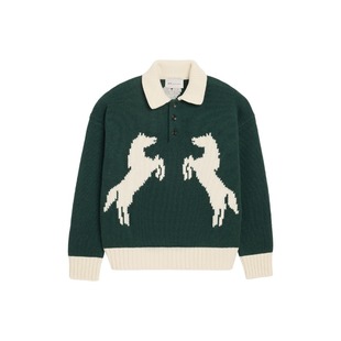 【马年限定】Ami Paris男女同款嵌花图案羊毛ADC爱心阔版针织Polo