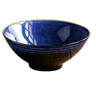 8寸汤面碗蓝色菜碗吃面条专用大碗深碗大容量盘子菜盘家用斗笠碗