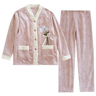 女法兰绒加肥加大家居服