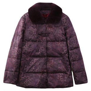 依佈中老年妈妈装高贵兔毛领羽绒服老年人气质新中式加厚保暖外套