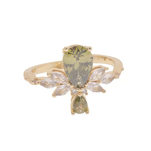 「莱茵湖」多款入！法式复古高级感闪耀轻奢橄榄绿显白开口戒指女