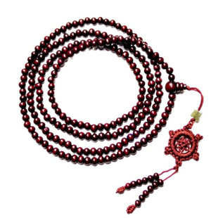 6mm216颗法轮结红檀木佛珠手链长串仿小叶紫檀木质念珠手串饰品