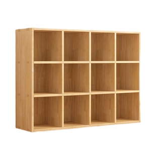 格子实木书架落地置物架家用客厅收纳柜靠墙矮柜书柜幼儿园格子柜