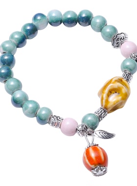 陶瓷手链新品设计陶瓷手链原创百搭原创民族风串珠弹力绳手串配饰