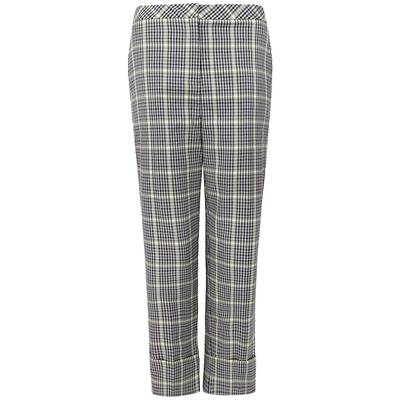 荧光绿格纹九分裤休闲裤马天奴