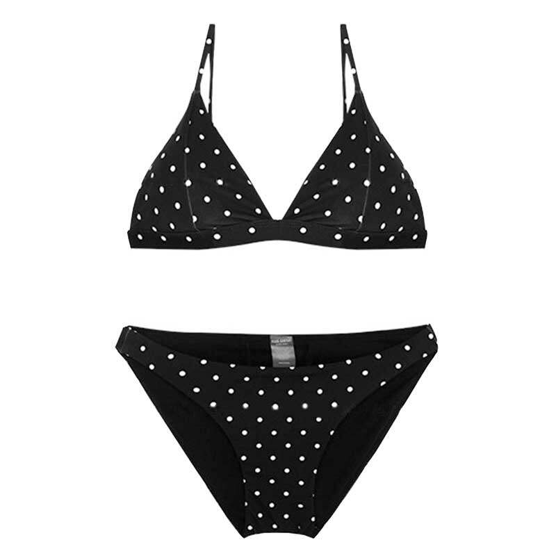 bikini比基尼黑白波点性感i三点式大小胸泳衣女分体两件套欧美风