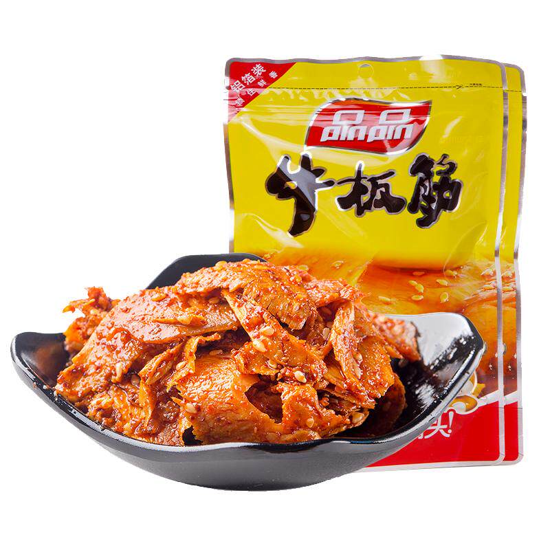 【2件88折】品品牛板筋片麻辣烧烤四川特产即食牛肉零食小吃108g
