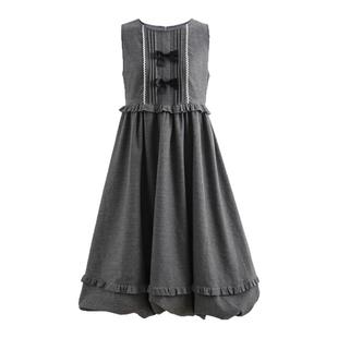 森女部落学院风百搭无袖连衣裙女新款白色蕾丝收腰叠穿背心裙冬季