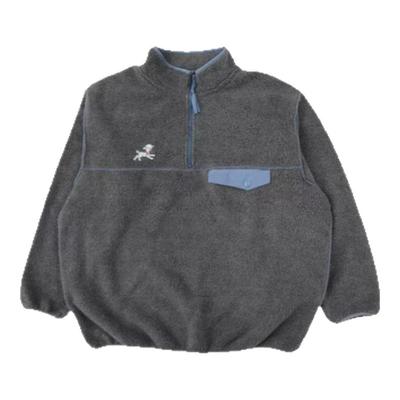 【现货】韩版freckle摇粒绒拼接拉链立领卫衣小羊刺绣宽松中长款