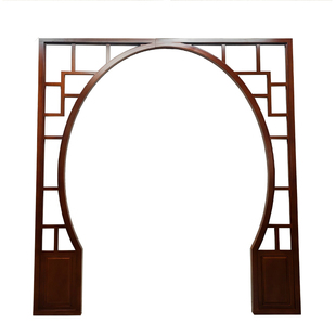 中式花格洞门烤漆博古架客厅背景隔断屏风圆拱门仿古玄关月亮门