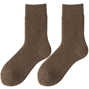 袜子女士秋冬季美利奴羊毛羊绒中筒棉袜加厚加绒款保暖冬天长袜