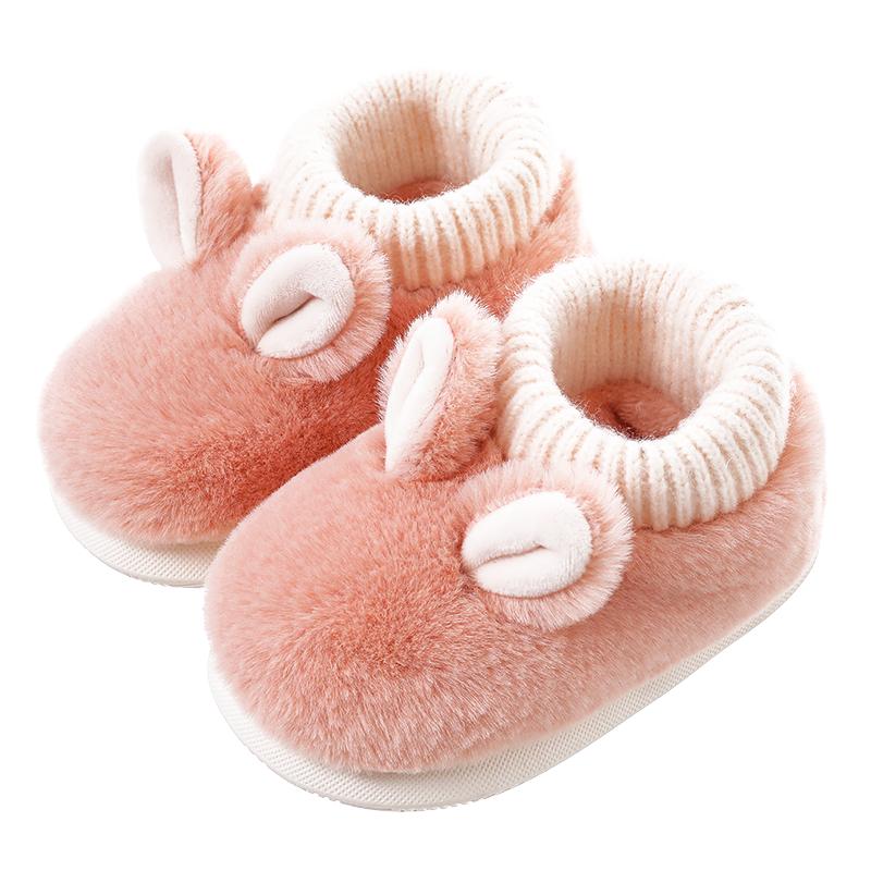儿童棉鞋冬季男童卡通居家室内1-7岁女童宝宝保暖软底包跟棉拖鞋
