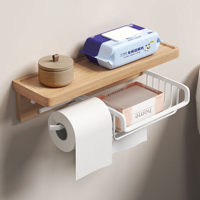 卫生间实木纸巾盒免打孔洗手间架置物架浴室抽胡桃木卷纸纸盒厕所