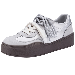 热风厚底德训鞋女款2026年春季新款增高百搭休闲鞋银色板鞋女鞋子