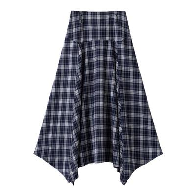 不规则格子半身裙女秋季2025新款